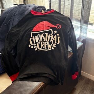 Source Unknown Black and Red Christmas Crew Pajama Top